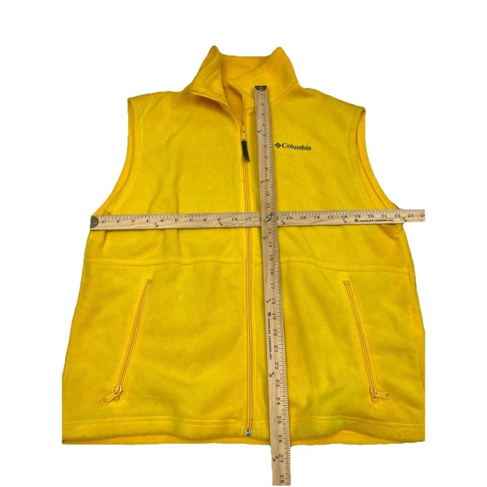 Men's  Columbia Fleece Vest Yellow Full Zip Size Large Zipper Pockets Warm‎